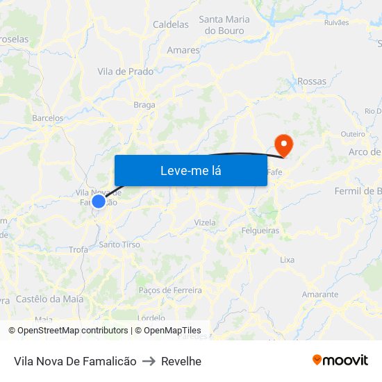 Vila Nova De Famalicão to Revelhe map