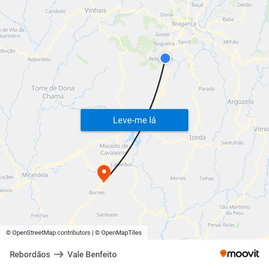 Rebordãos to Vale Benfeito map