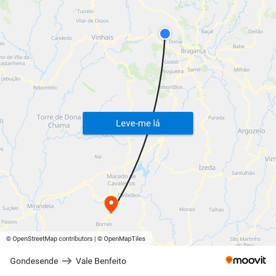 Gondesende to Vale Benfeito map