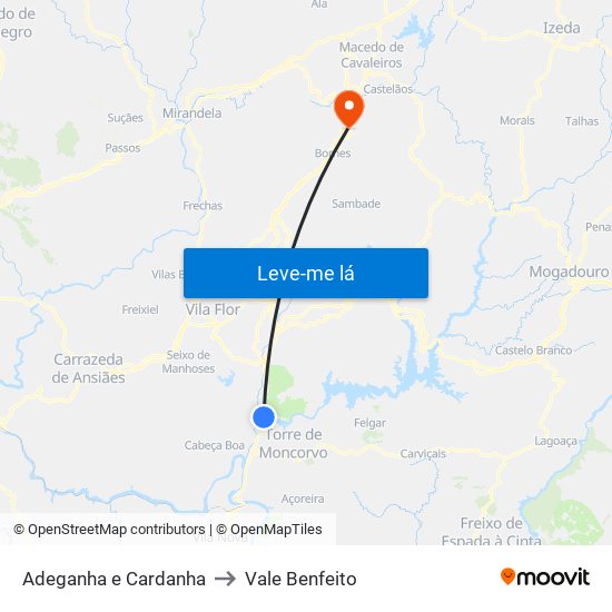 Adeganha e Cardanha to Vale Benfeito map