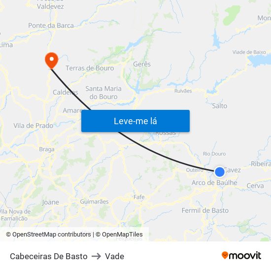 Cabeceiras De Basto to Vade map