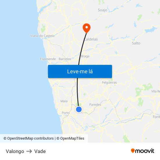 Valongo to Vade map