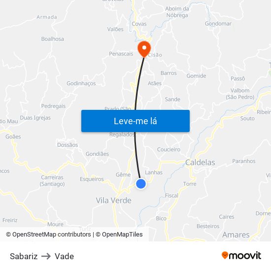 Sabariz to Vade map