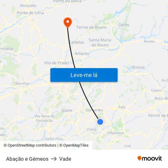 Abação e Gémeos to Vade map