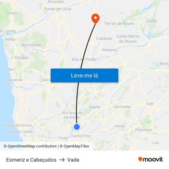 Esmeriz e Cabeçudos to Vade map