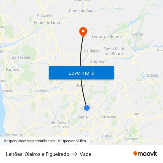 Leitões, Oleiros e Figueiredo to Vade map