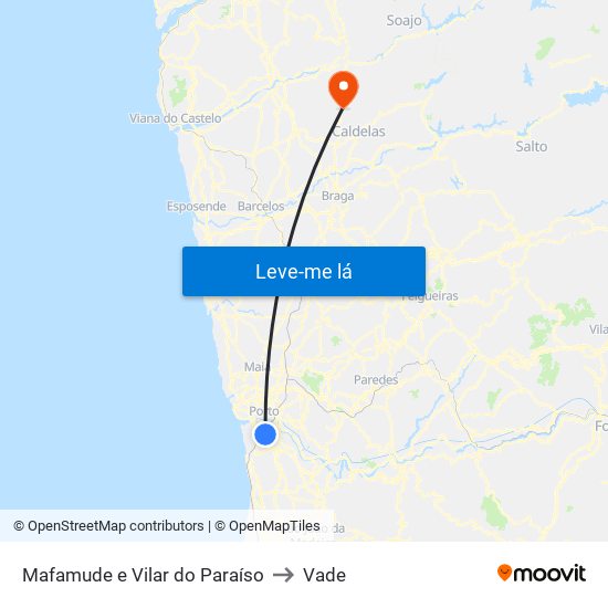 Mafamude e Vilar do Paraíso to Vade map