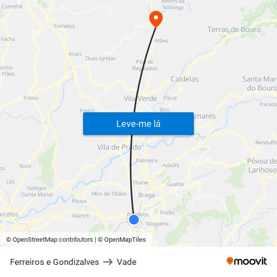 Ferreiros e Gondizalves to Vade map