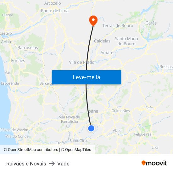 Ruivães e Novais to Vade map