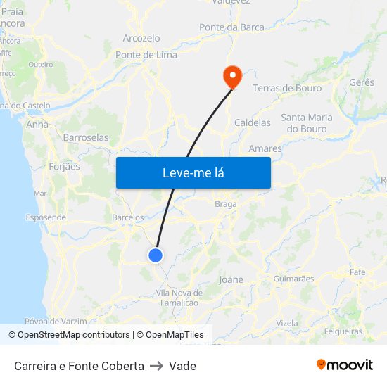 Carreira e Fonte Coberta to Vade map