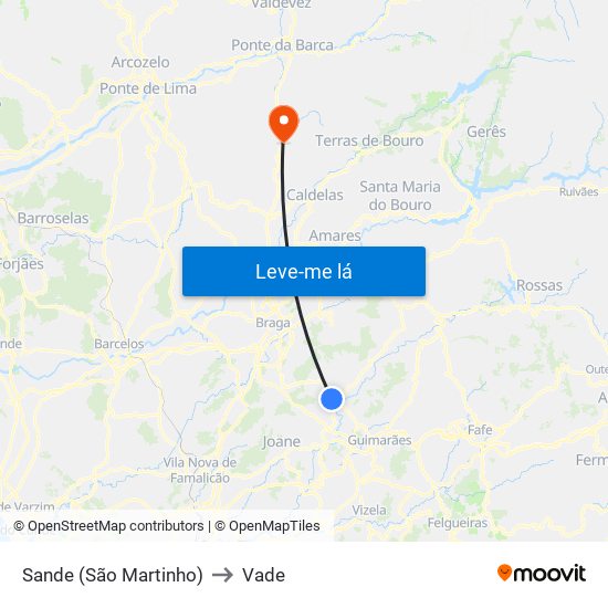 Sande (São Martinho) to Vade map