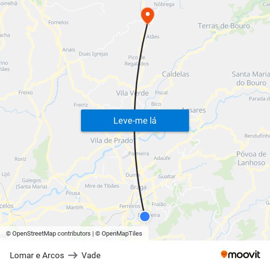 Lomar e Arcos to Vade map