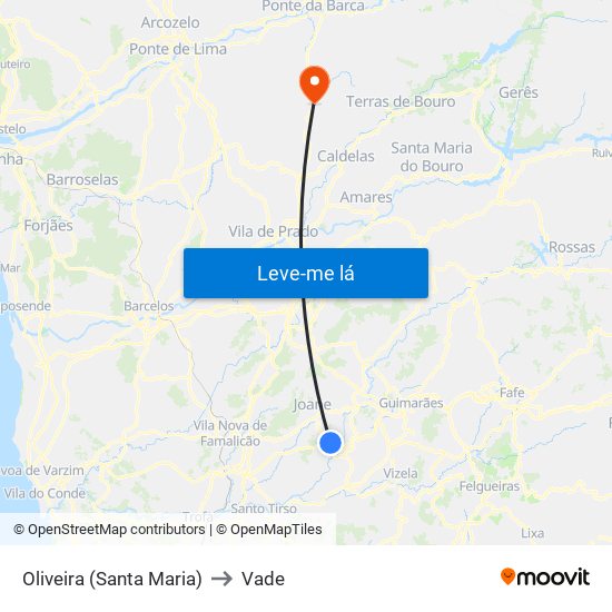 Oliveira (Santa Maria) to Vade map