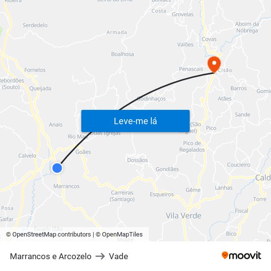 Marrancos e Arcozelo to Vade map