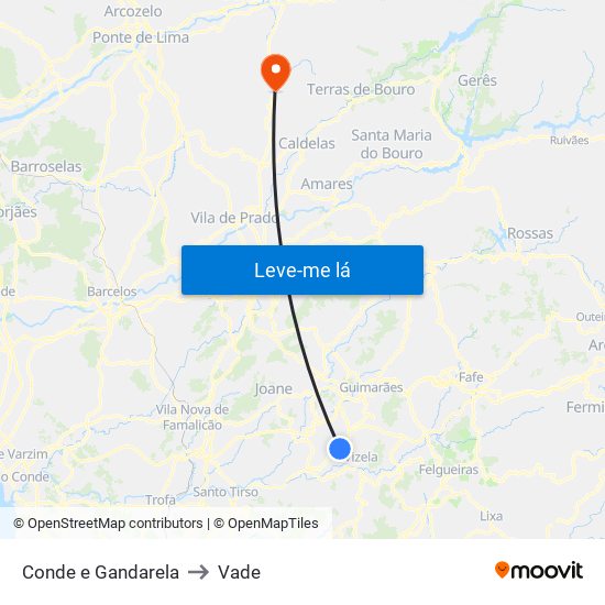 Conde e Gandarela to Vade map