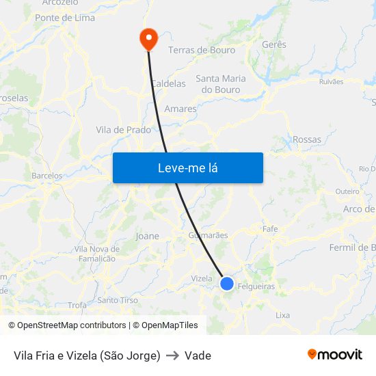 Vila Fria e Vizela (São Jorge) to Vade map