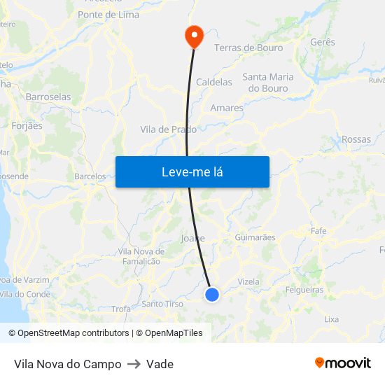 Vila Nova do Campo to Vade map