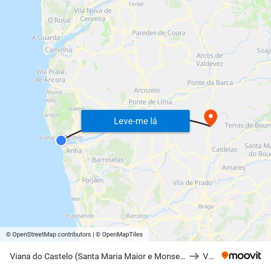 Viana do Castelo (Santa Maria Maior e Monserrate) e Meadela to Vade map