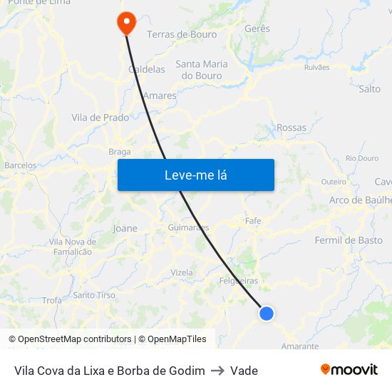 Vila Cova da Lixa e Borba de Godim to Vade map