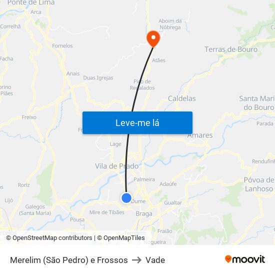 Merelim (São Pedro) e Frossos to Vade map