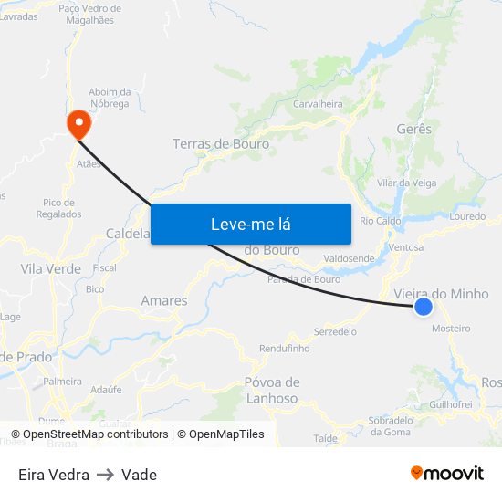 Eira Vedra to Vade map