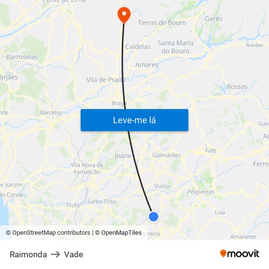 Raimonda to Vade map