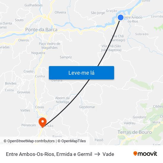 Entre Ambos-Os-Rios, Ermida e Germil to Vade map