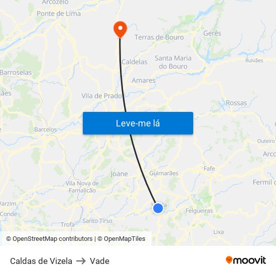 Caldas de Vizela to Vade map