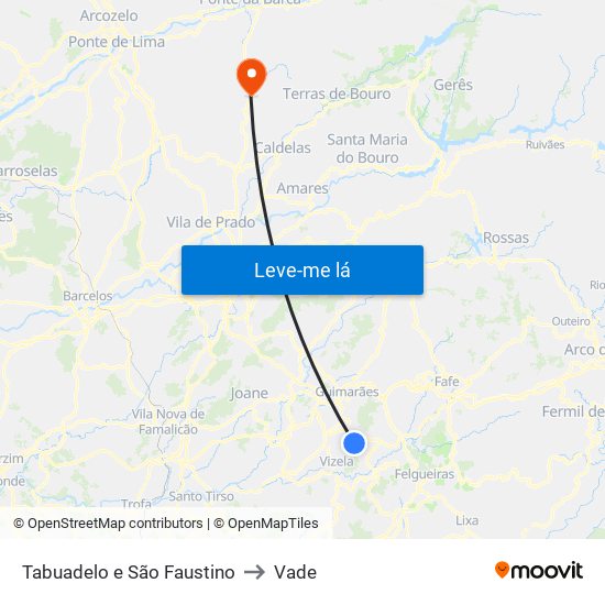 Tabuadelo e São Faustino to Vade map