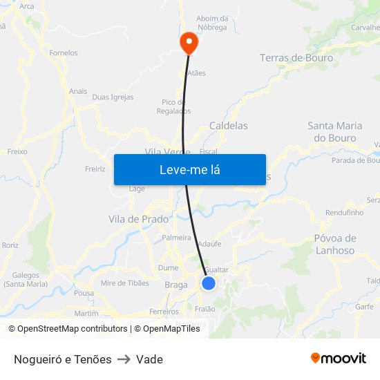 Nogueiró e Tenões to Vade map