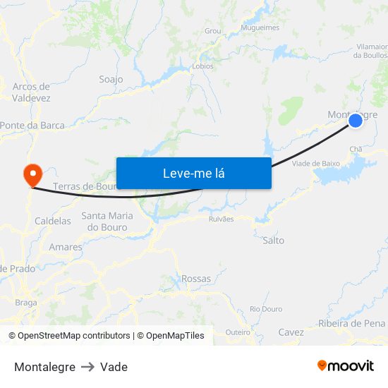 Montalegre to Vade map