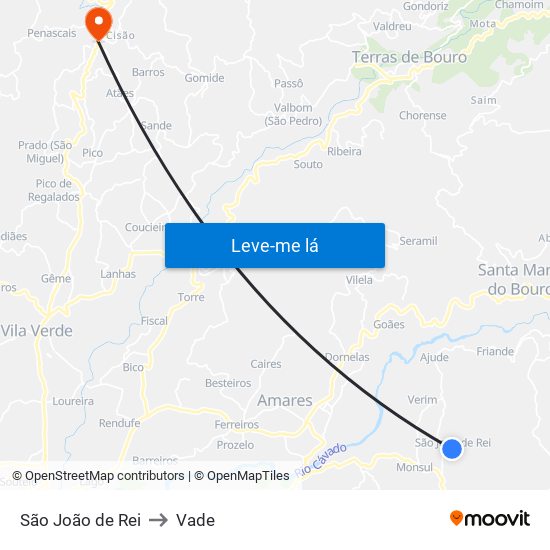 São João de Rei to Vade map