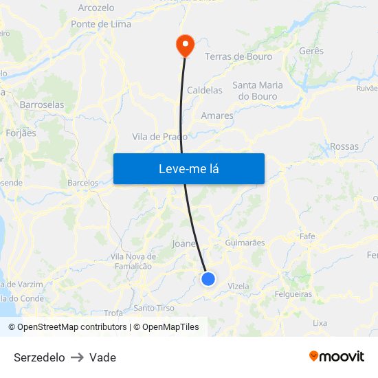 Serzedelo to Vade map