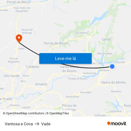 Ventosa e Cova to Vade map