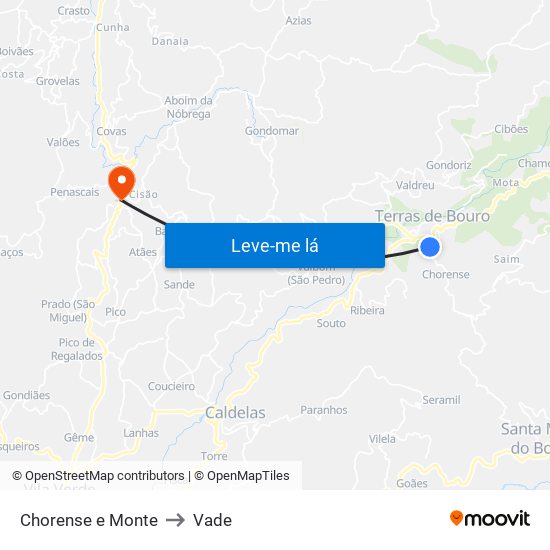 Chorense e Monte to Vade map