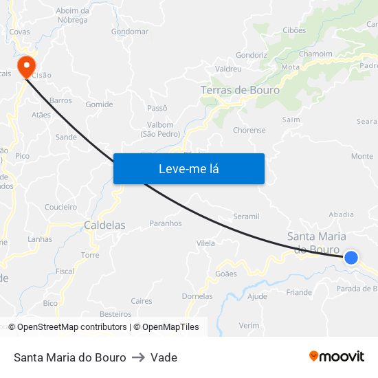 Santa Maria do Bouro to Vade map