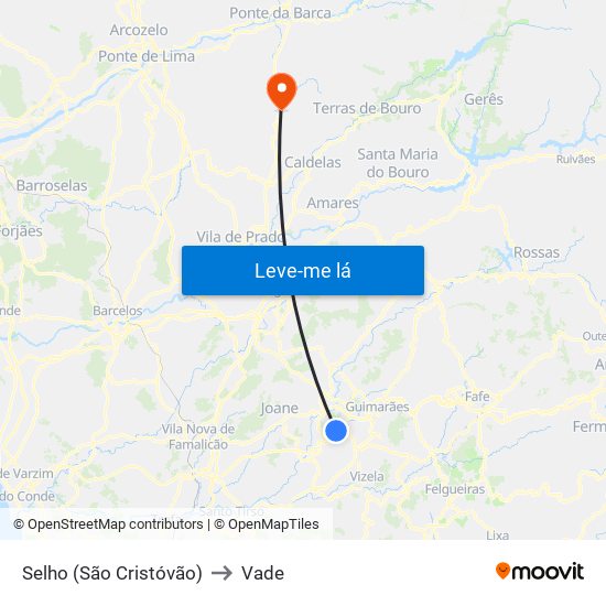 Selho (São Cristóvão) to Vade map