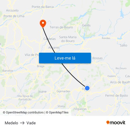 Medelo to Vade map