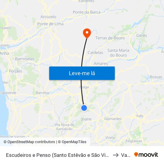 Escudeiros e Penso (Santo Estêvão e São Vicente) to Vade map