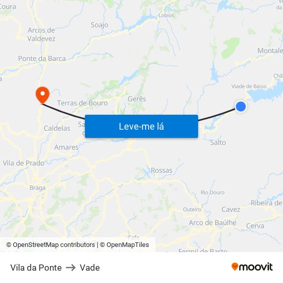 Vila da Ponte to Vade map