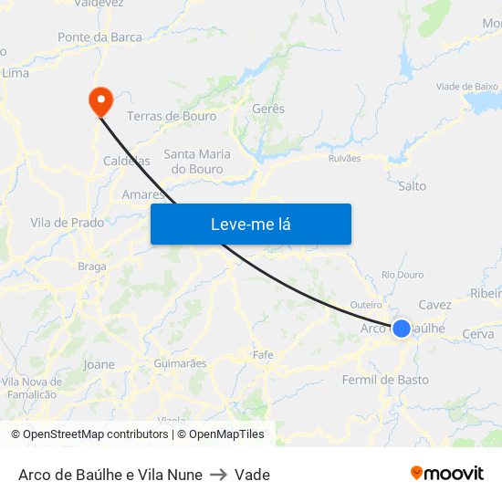 Arco de Baúlhe e Vila Nune to Vade map