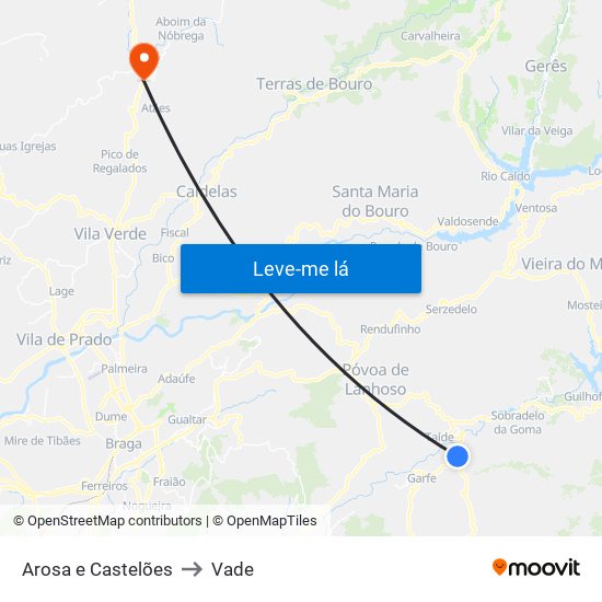 Arosa e Castelões to Vade map