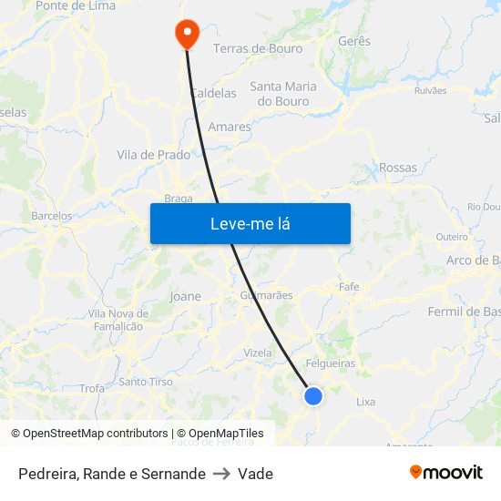 Pedreira, Rande e Sernande to Vade map