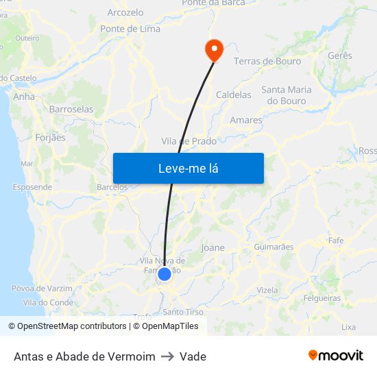 Antas e Abade de Vermoim to Vade map