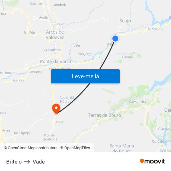 Britelo to Vade map