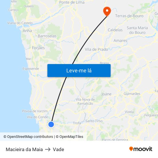 Macieira da Maia to Vade map