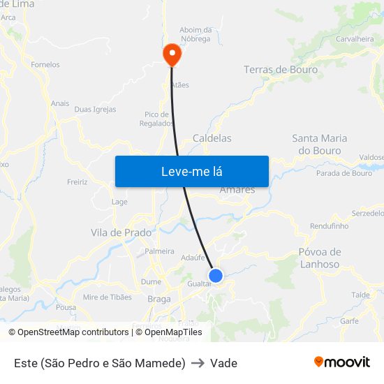 Este (São Pedro e São Mamede) to Vade map