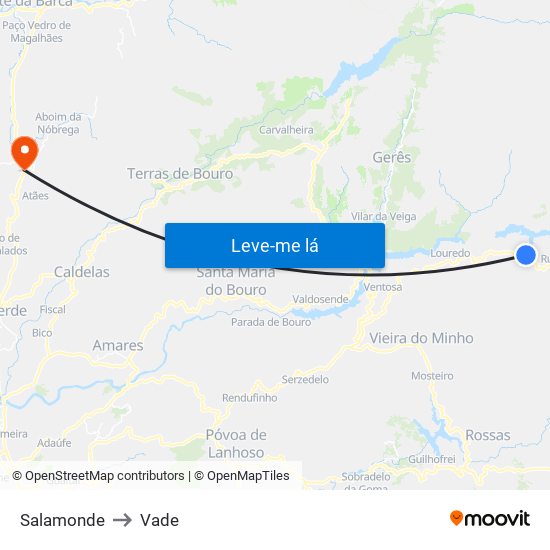 Salamonde to Vade map
