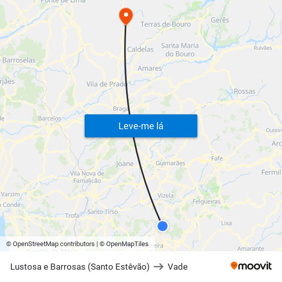 Lustosa e Barrosas (Santo Estêvão) to Vade map