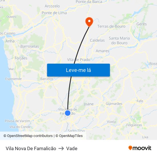 Vila Nova De Famalicão to Vade map